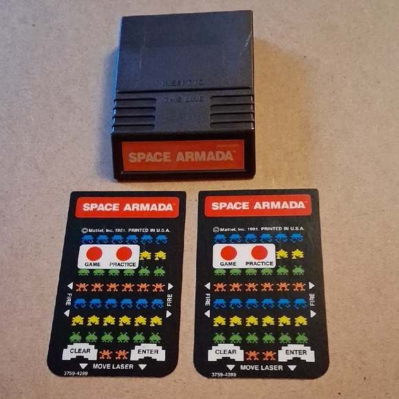 Mattel Other - Space Armada Game Cartridge with Two Game Cards - Black and Red